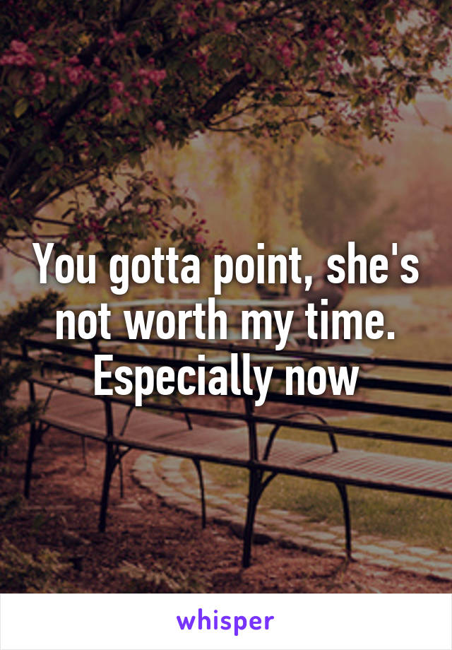 You gotta point, she's not worth my time. Especially now