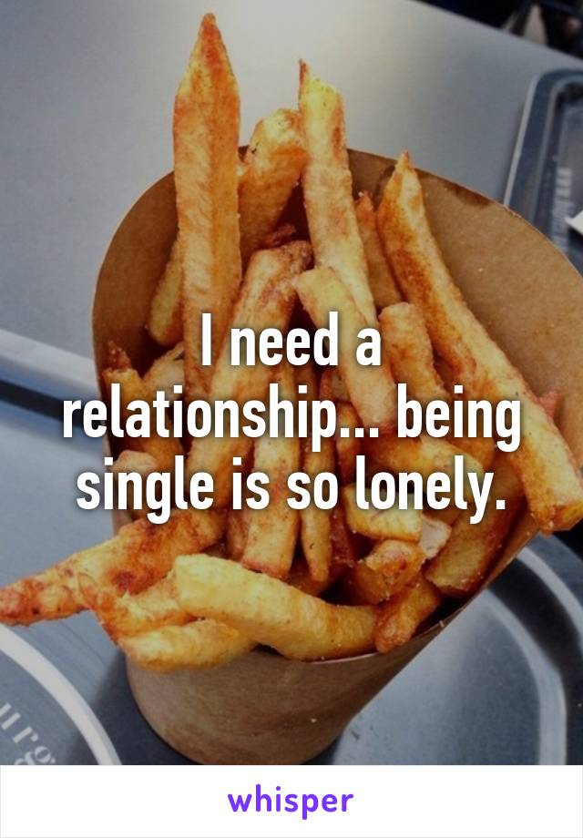 I need a relationship... being single is so lonely.