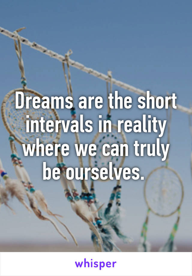 Dreams are the short intervals in reality where we can truly be ourselves. 