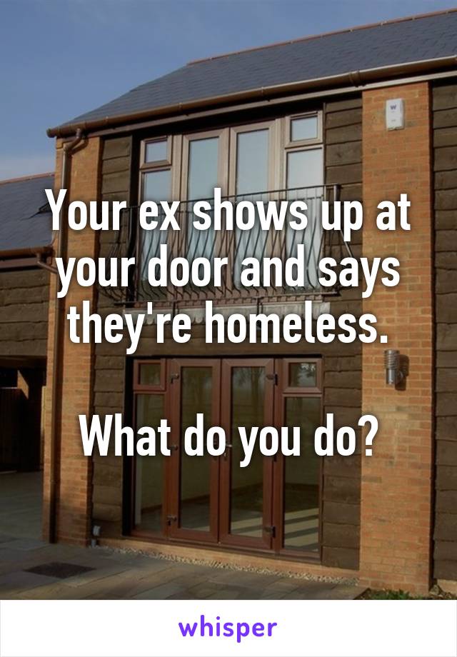 Your ex shows up at your door and says they're homeless.

What do you do?