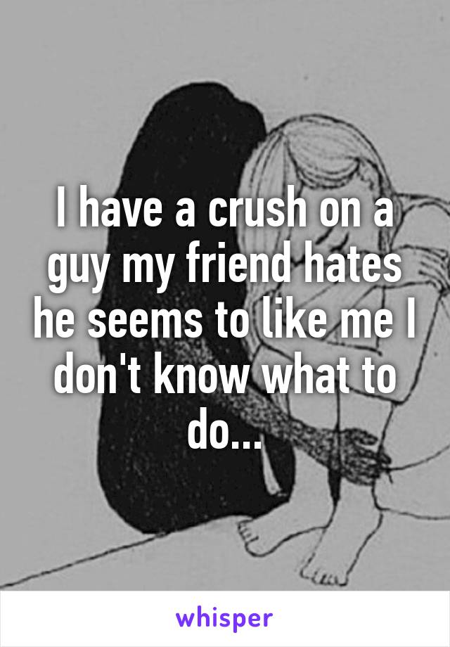 I have a crush on a guy my friend hates he seems to like me I don't know what to do...