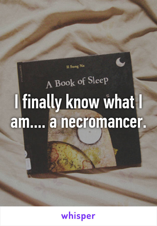 I finally know what I am.... a necromancer.