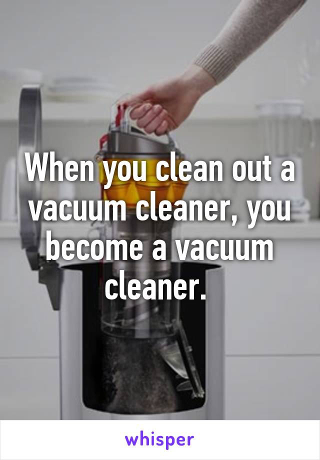 When you clean out a vacuum cleaner, you become a vacuum cleaner. 