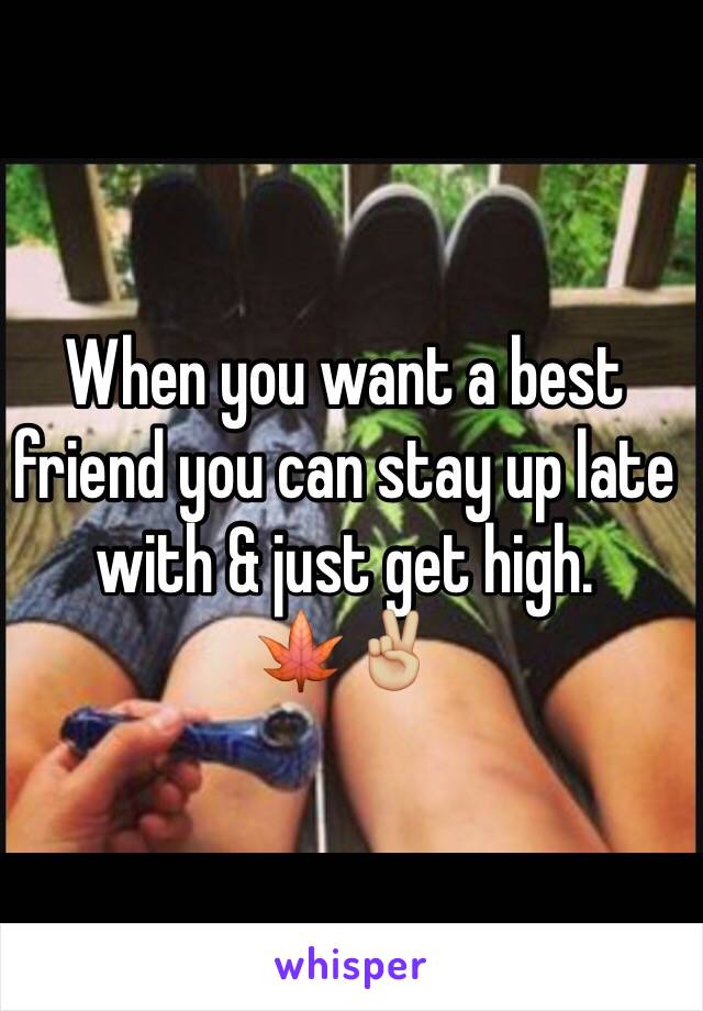 When you want a best friend you can stay up late with & just get high. 
🍁✌🏼️