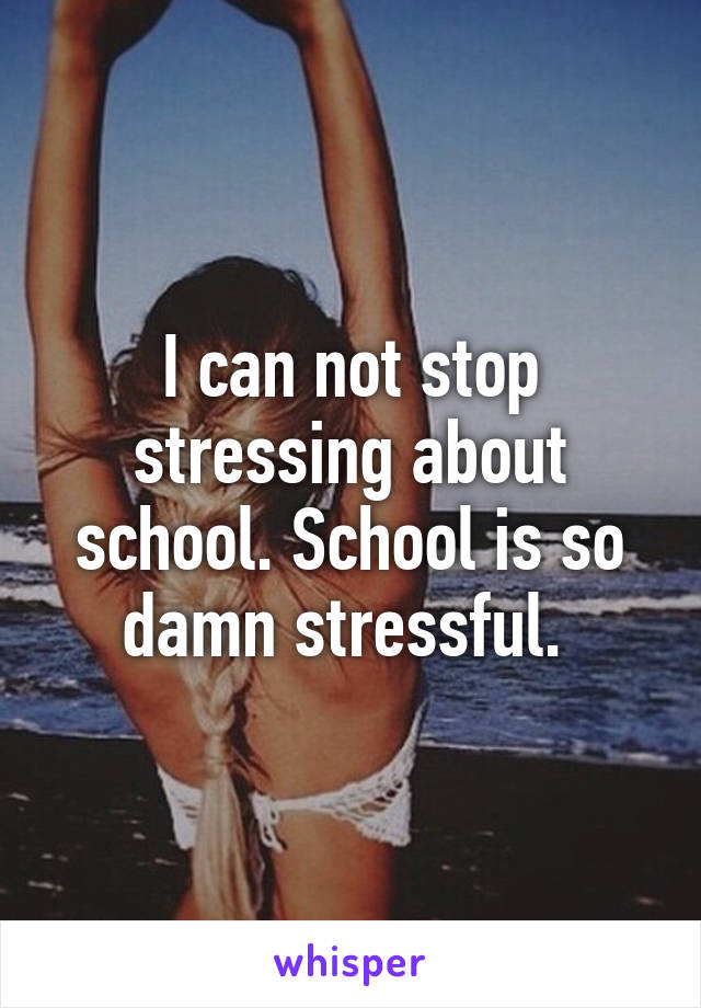 I can not stop stressing about school. School is so damn stressful. 