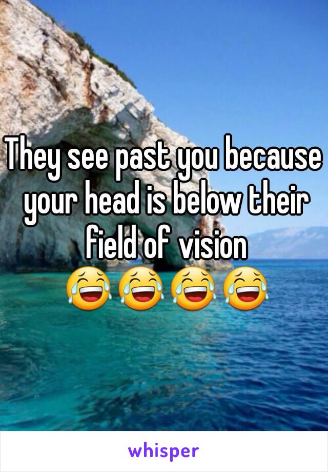 They see past you because your head is below their field of vision 😂😂😂😂