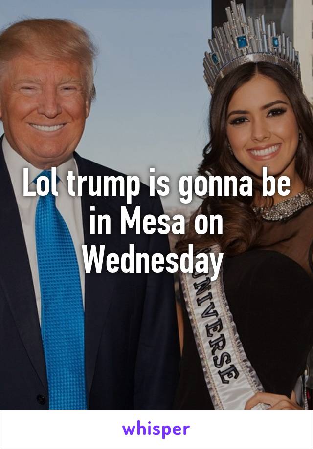 Lol trump is gonna be in Mesa on Wednesday 