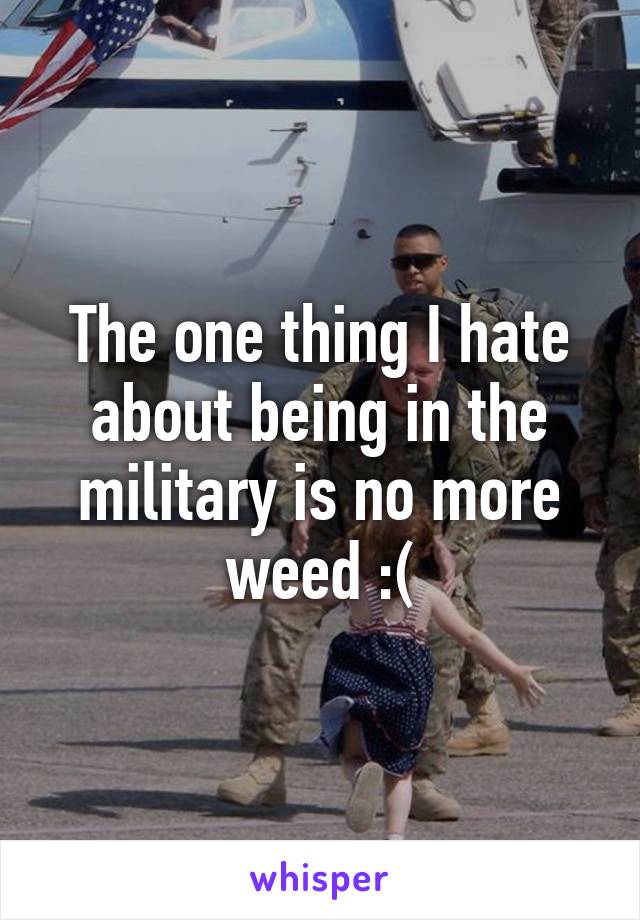 The one thing I hate about being in the military is no more weed :(