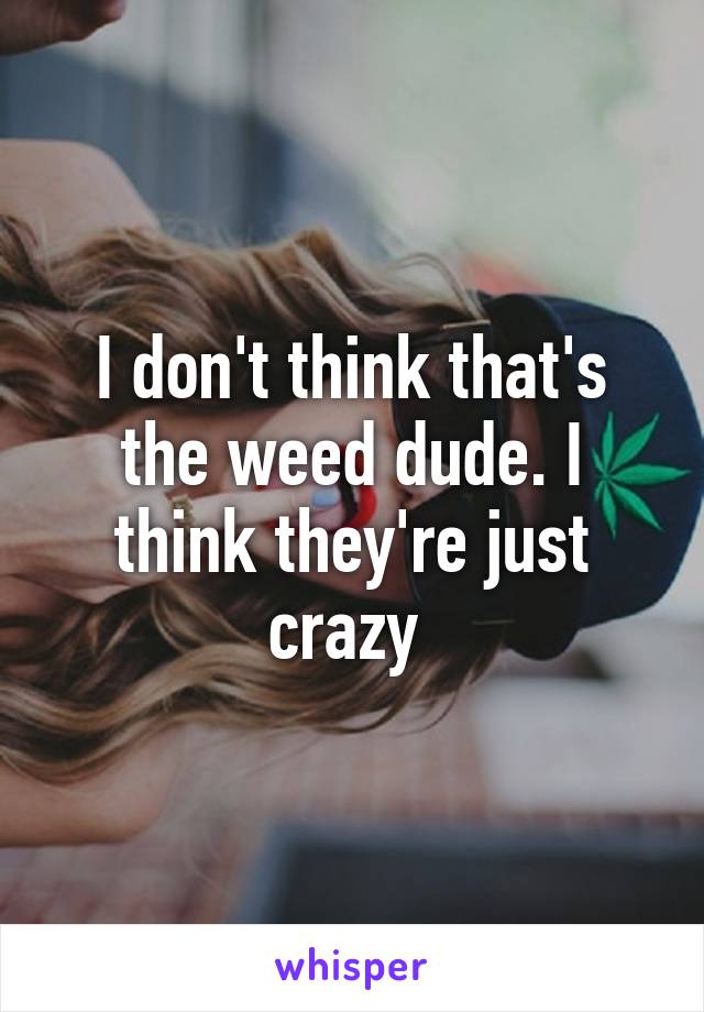 I don't think that's the weed dude. I think they're just crazy 