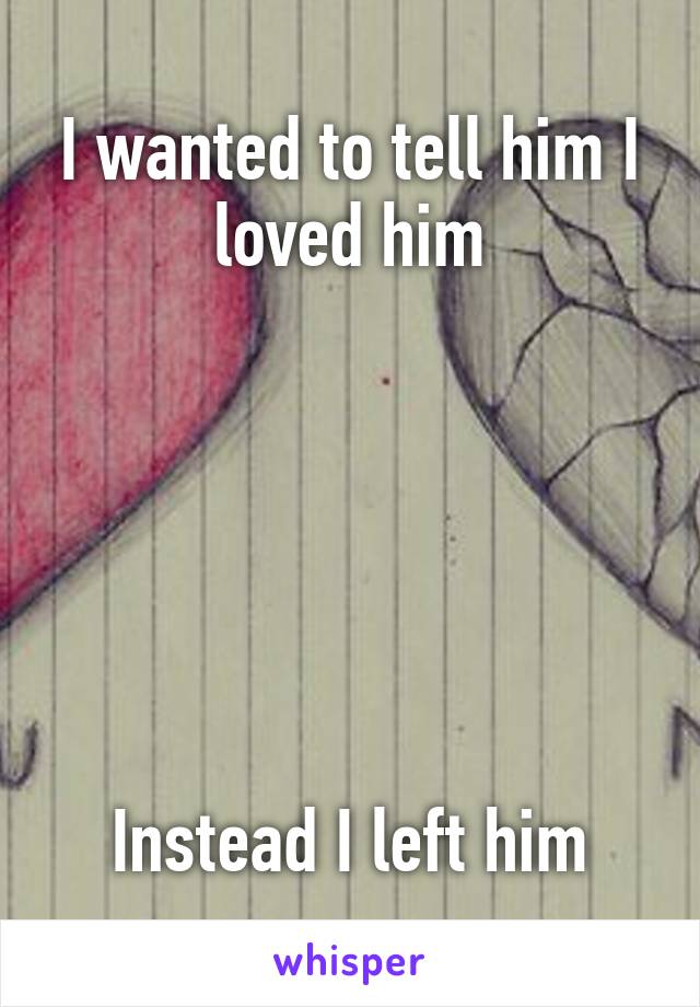 I wanted to tell him I loved him






Instead I left him