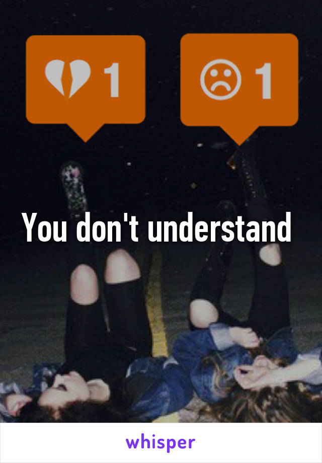 You don't understand 