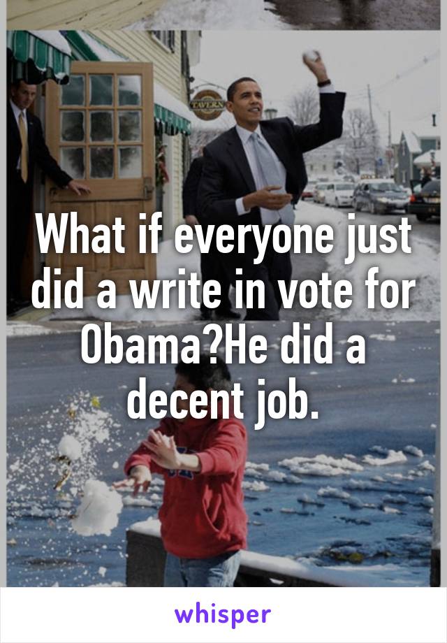 What if everyone just did a write in vote for Obama?He did a decent job.