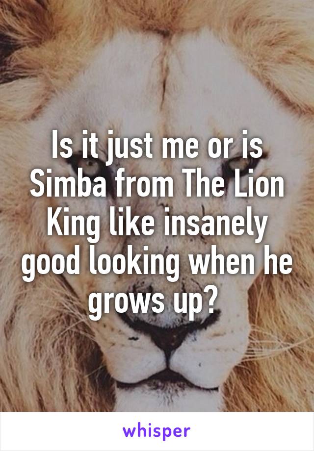 Is it just me or is Simba from The Lion King like insanely good looking when he grows up? 