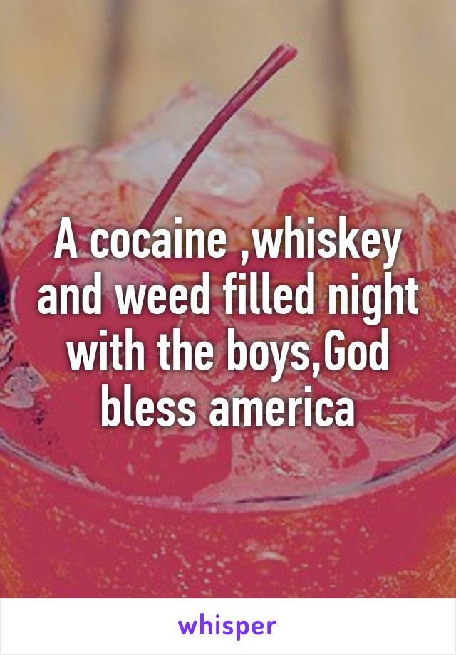 A cocaine ,whiskey and weed filled night with the boys,God bless america