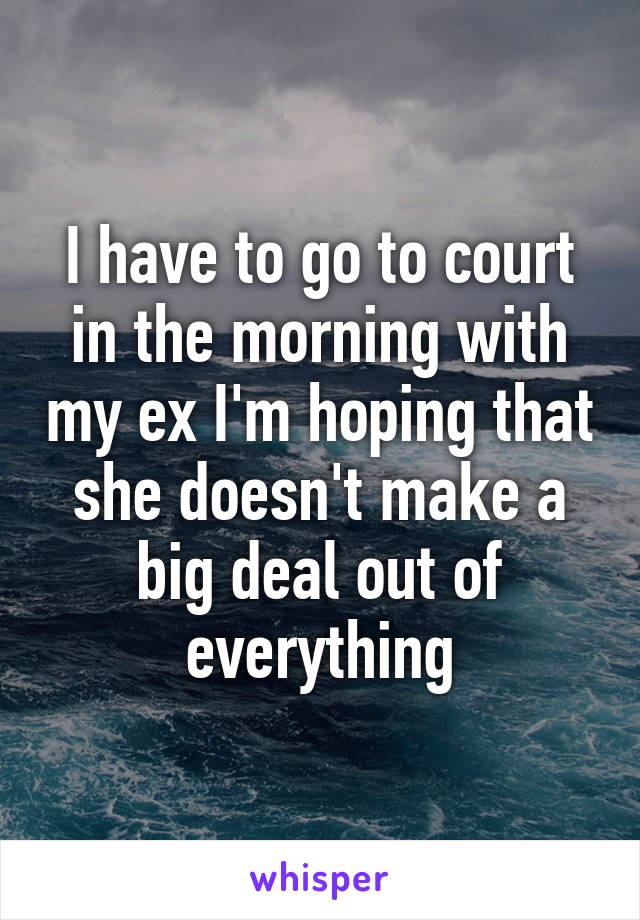 I have to go to court in the morning with my ex I'm hoping that she doesn't make a big deal out of everything