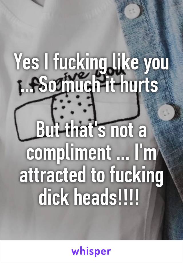 Yes I fucking like you ... So much it hurts 

But that's not a compliment ... I'm attracted to fucking dick heads!!!! 