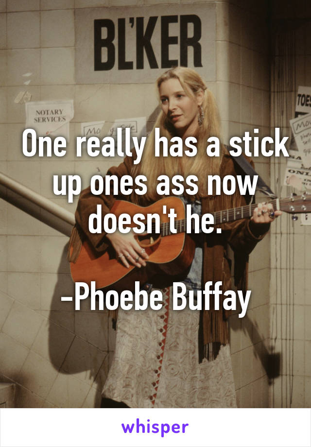 One really has a stick up ones ass now doesn't he.

-Phoebe Buffay