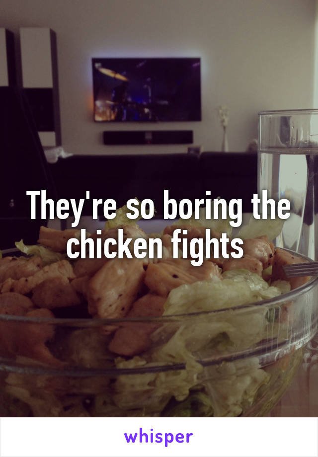 They're so boring the chicken fights 