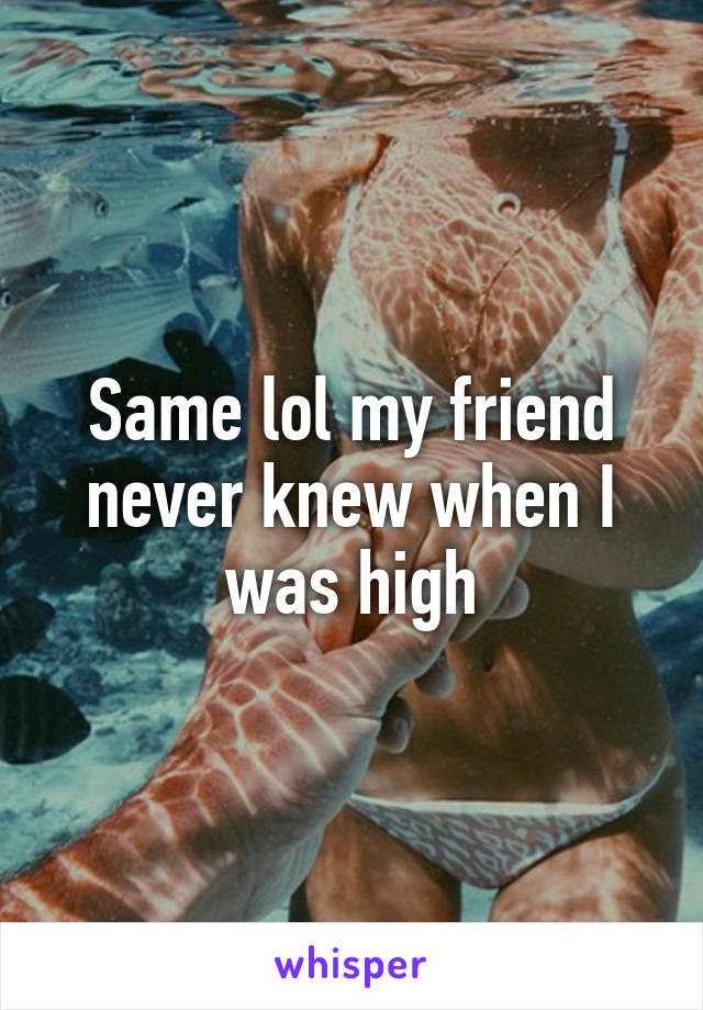 Same lol my friend never knew when I was high