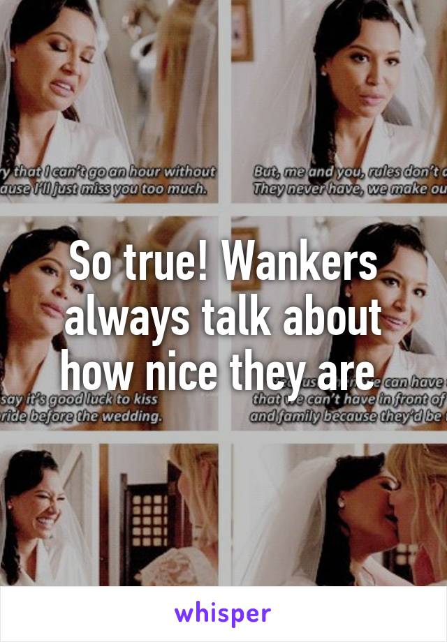 So true! Wankers always talk about how nice they are 