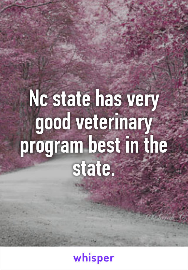 Nc state has very good veterinary program best in the state.