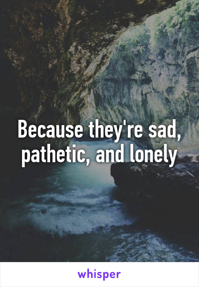 Because they're sad, pathetic, and lonely