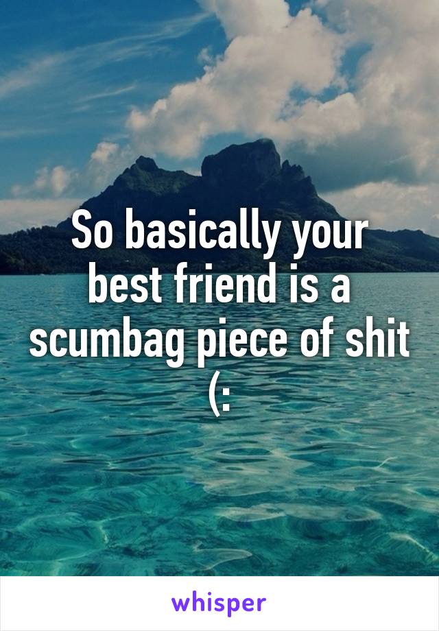 So basically your best friend is a scumbag piece of shit (: