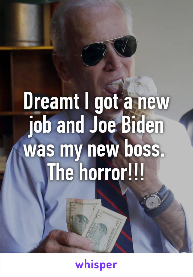 Dreamt I got a new job and Joe Biden was my new boss.  The horror!!!