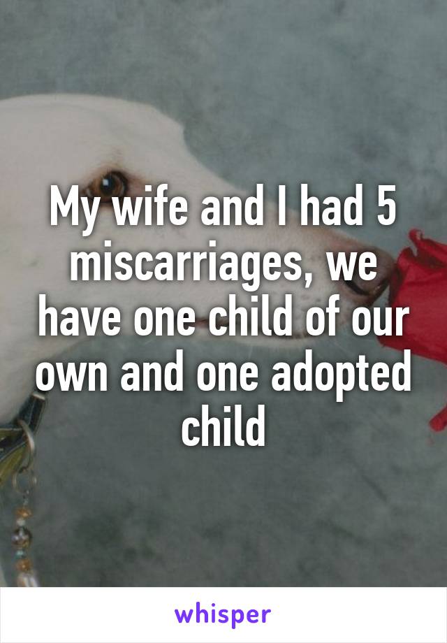 My wife and I had 5 miscarriages, we have one child of our own and one adopted child