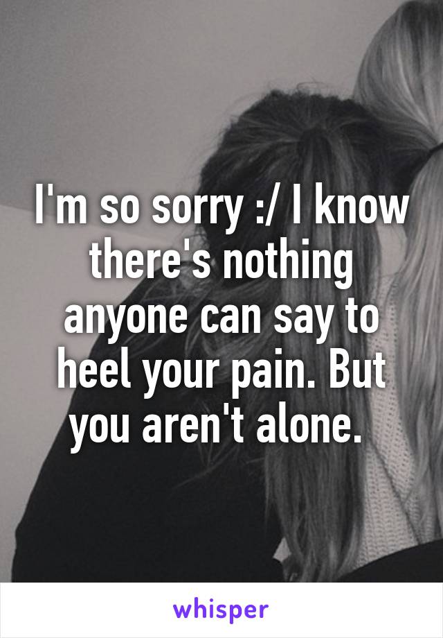 I'm so sorry :/ I know there's nothing anyone can say to heel your pain. But you aren't alone. 