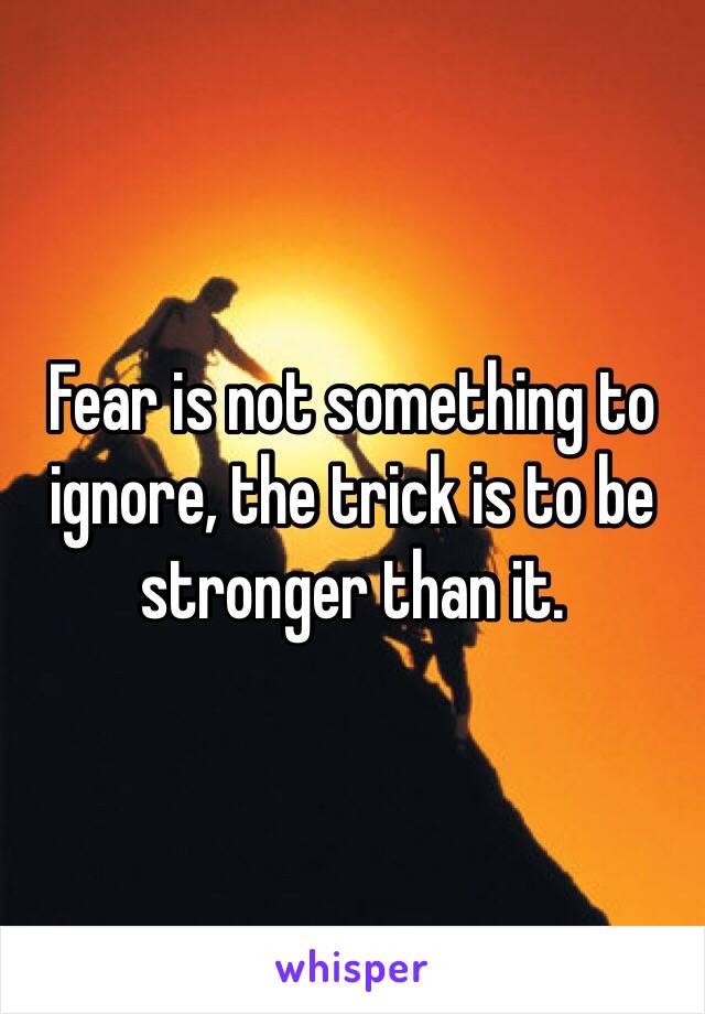 Fear is not something to ignore, the trick is to be stronger than it.