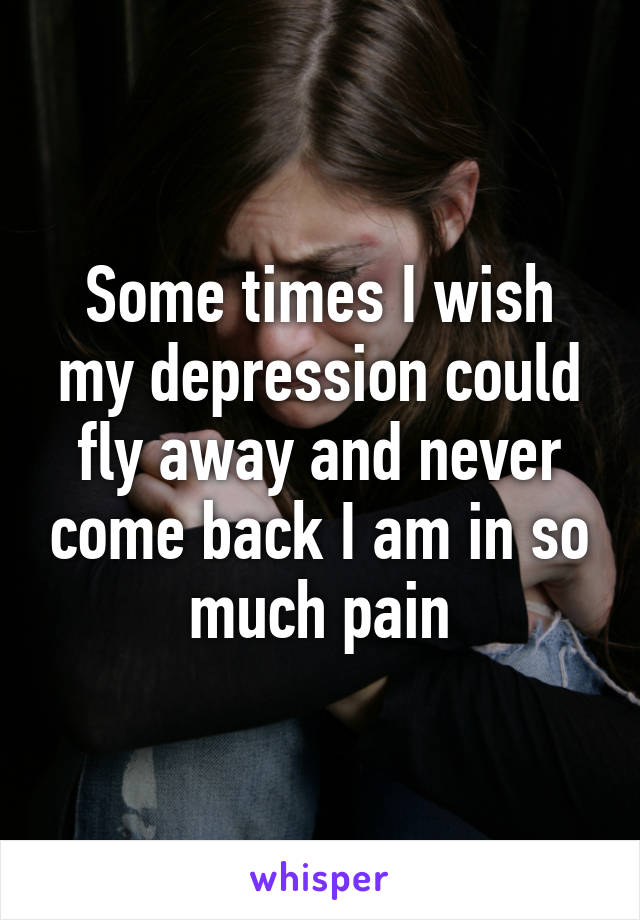 Some times I wish my depression could fly away and never come back I am in so much pain