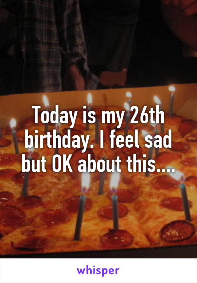 Today is my 26th birthday. I feel sad but OK about this....