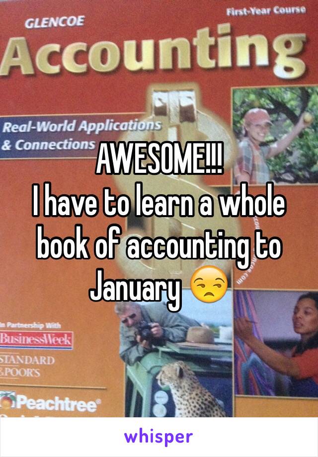 AWESOME!!!
I have to learn a whole book of accounting to January 😒