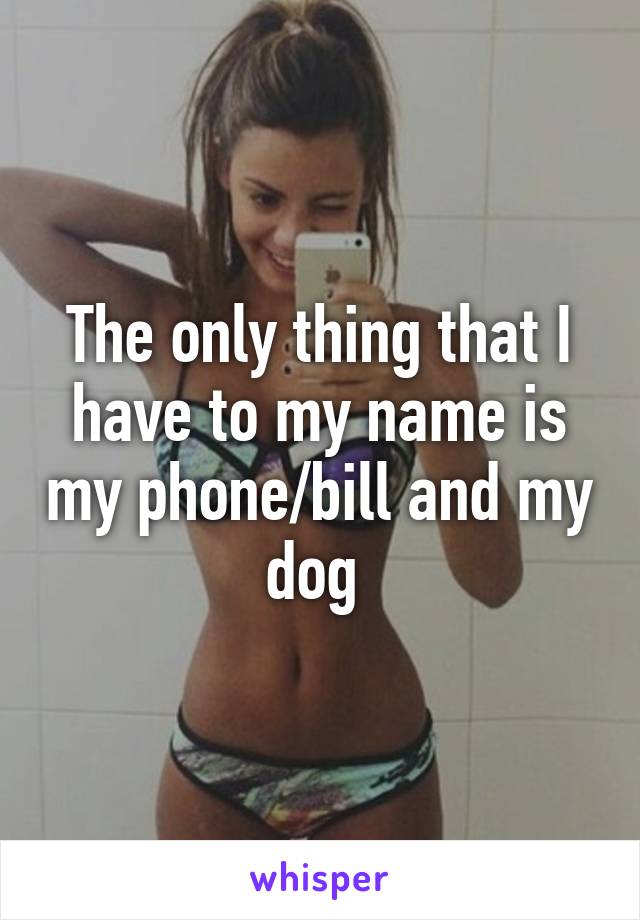 The only thing that I have to my name is my phone/bill and my dog 