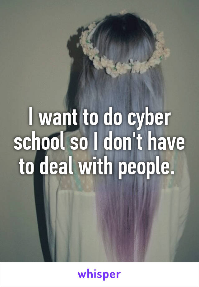 I want to do cyber school so I don't have to deal with people. 