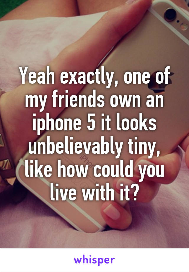 Yeah exactly, one of my friends own an iphone 5 it looks unbelievably tiny, like how could you live with it?