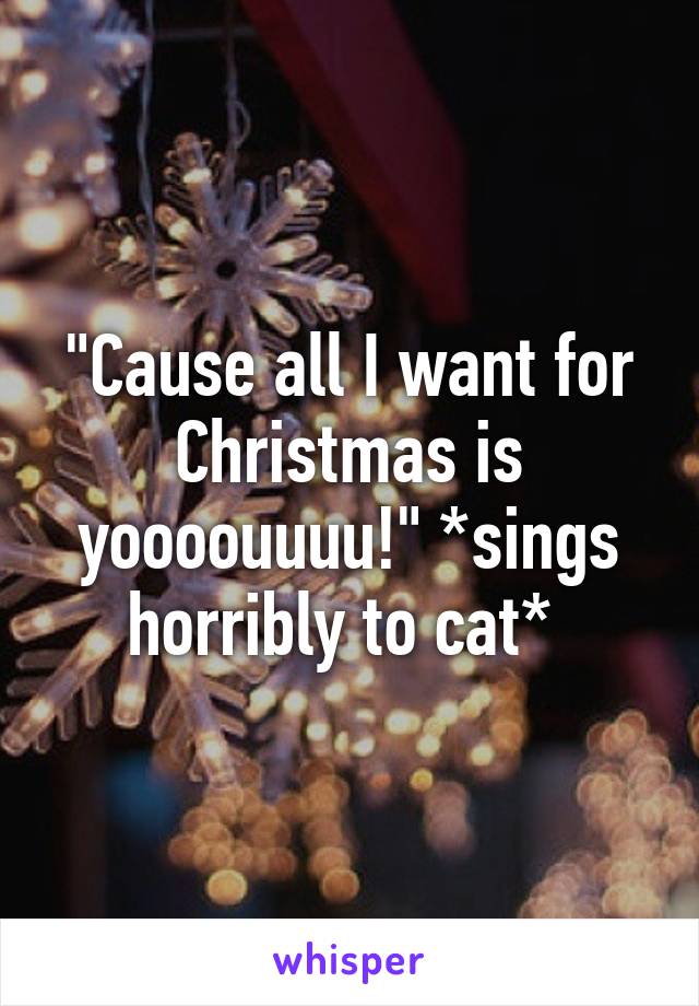 "Cause all I want for Christmas is yoooouuuu!" *sings horribly to cat* 