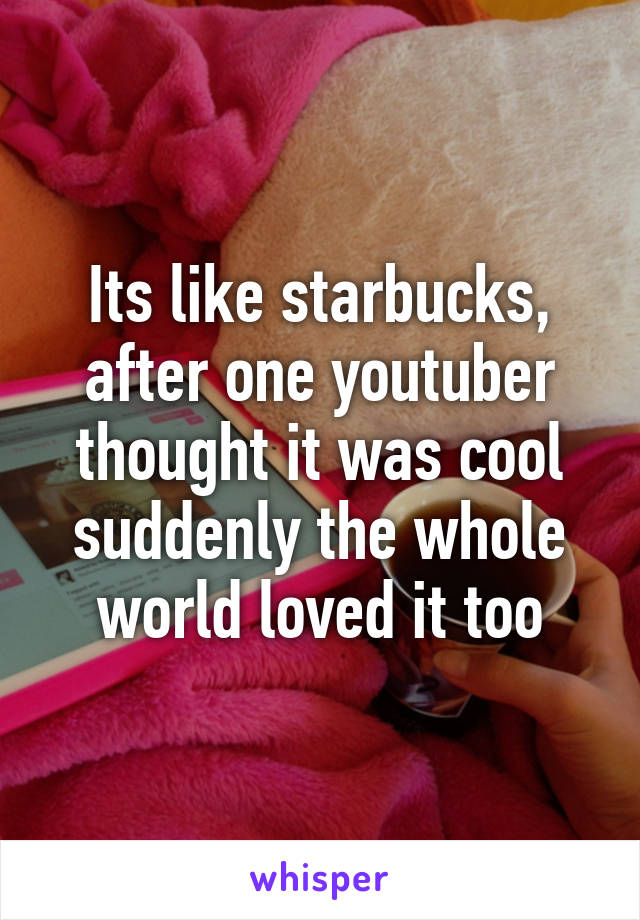 Its like starbucks, after one youtuber thought it was cool suddenly the whole world loved it too