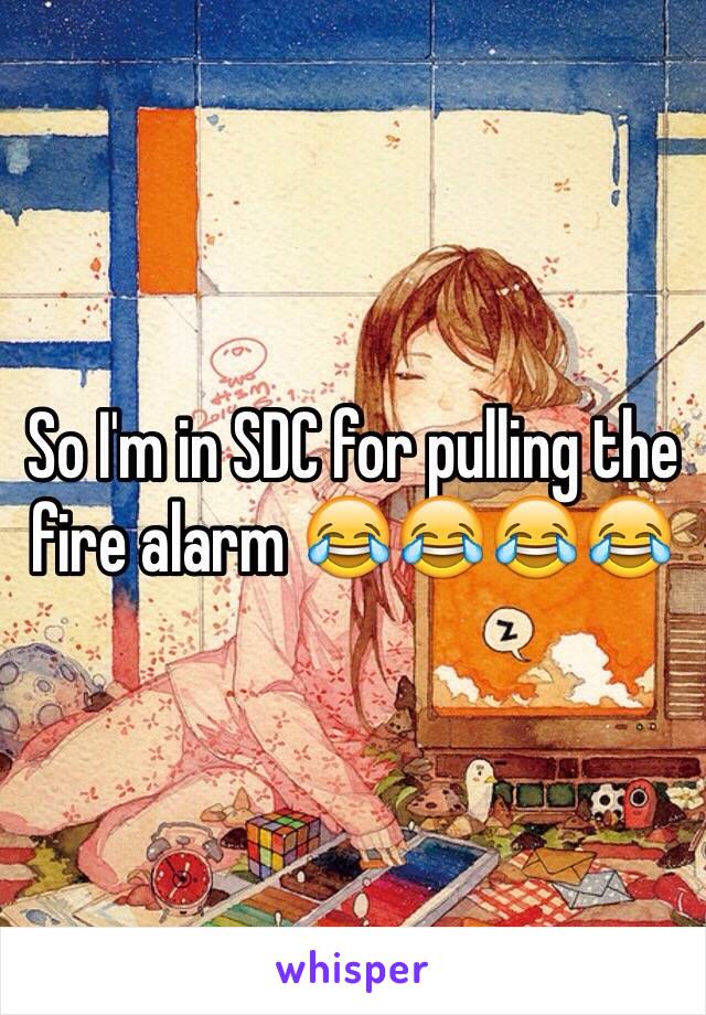 So I'm in SDC for pulling the fire alarm 😂😂😂😂
