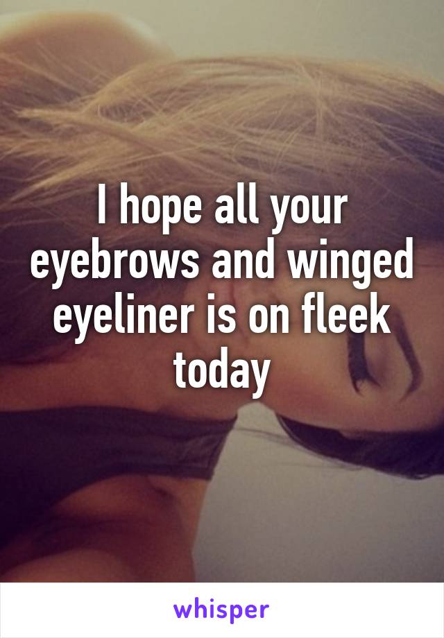 I hope all your eyebrows and winged eyeliner is on fleek today
