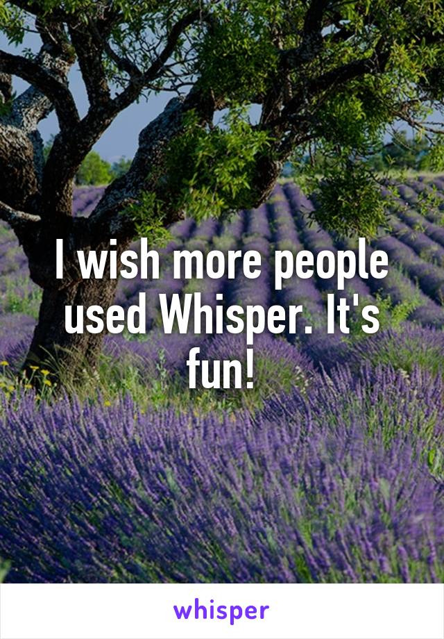 I wish more people used Whisper. It's fun!