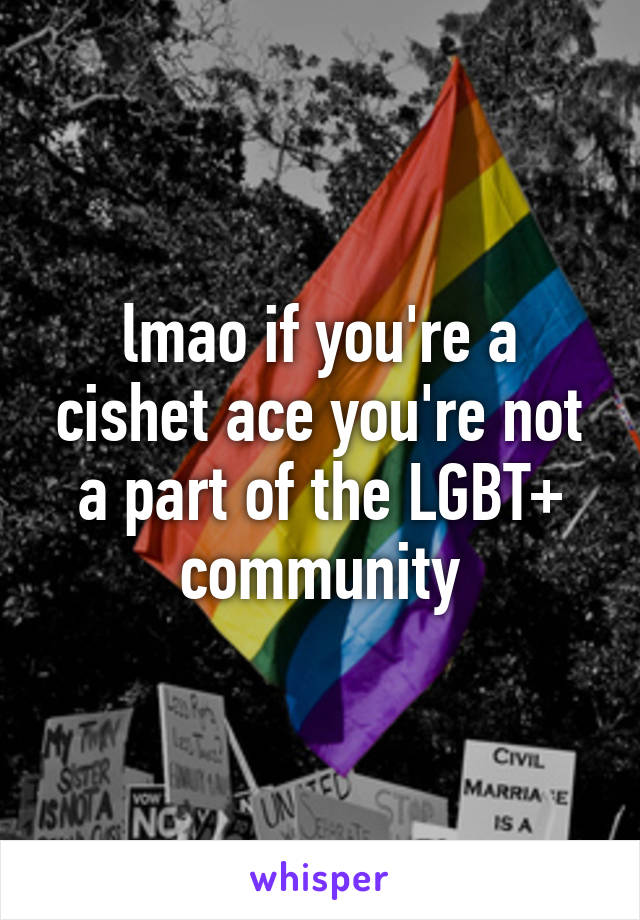 lmao if you're a cishet ace you're not a part of the LGBT+ community