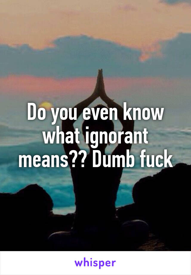 Do you even know what ignorant means?? Dumb fuck