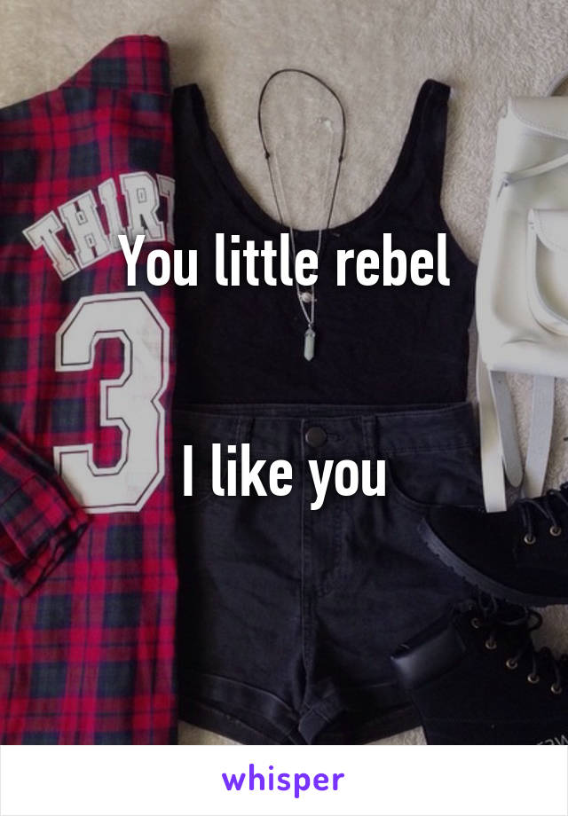 You little rebel


I like you
