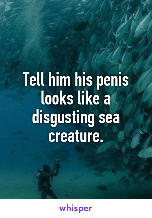 Tell him his penis looks like a disgusting sea creature.