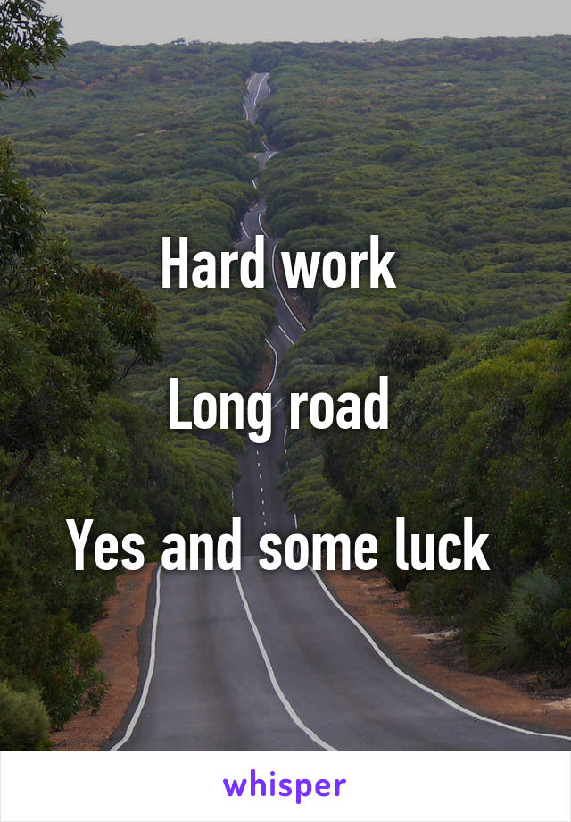 Hard work 

Long road 

Yes and some luck 