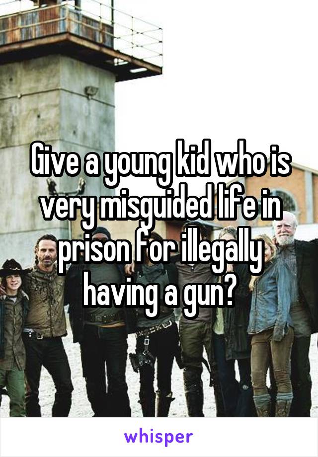 Give a young kid who is very misguided life in prison for illegally having a gun?