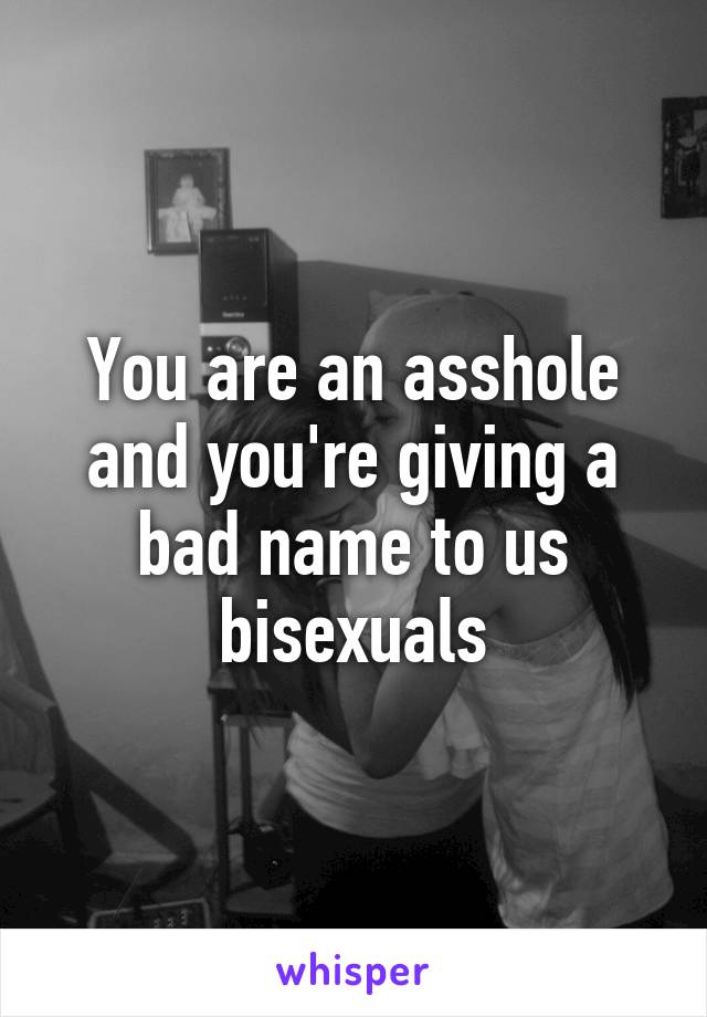 You are an asshole and you're giving a bad name to us bisexuals