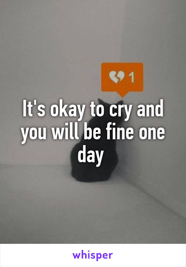 It's okay to cry and you will be fine one day 